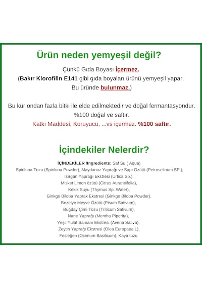 Hanzade Bitkisel Sıvı Klorofil Kürü Cam 500 ML