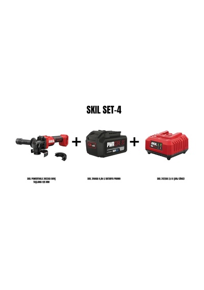 Skil Set-4 Skil Powertools 3923CA Avuç Taşlama 125 MM + Skil  3104AA 4AH Li Batarya Promo + Skil 3122AA 2.4A Şarj Cihazı