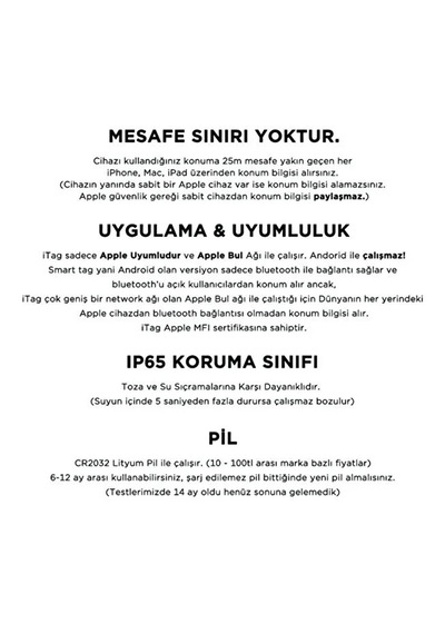 Apple Bul Ağı Uyumlu Tag Akıllı Takip Cihazı - Kayıp Eşya, Evcil Hayvan Takip, Çocuk, Araç 1