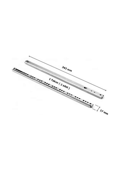 Teleskopik Bilyalı İnce Ray Çekmece Rayı 17x342 35 Cm 1 Takım 2 Adet