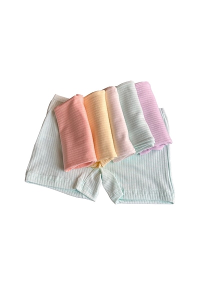 6'lı Dondeza Kız Çocuk Pastel Renk Fitilli Pamuklu Boxer Çok Renkli