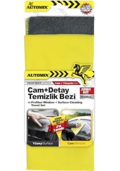 Automix Cam + Detay Temizlik Bezi Çiziksiz Ve Hızlı Oto Temizlik Bezi 0