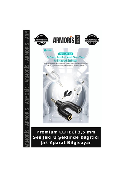 Premium Coteci 3,5 Mm Ses Jakı U Şeklinde Dağıtıcı Jak Aparat Bilgisayar