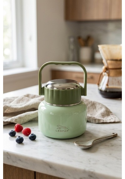 Cooker Leopar 500 Ml Kaşıklı Yemek Termosu Yk1516 Yeşil