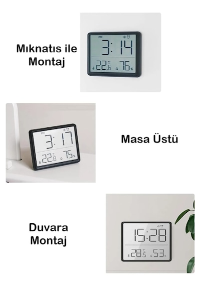 Mıknatıslı Buzdolabı Saati Alarmlı Nem Ve Sıcaklık Göstergeli