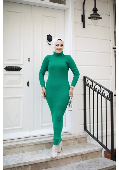 Hira Life Fashion Kadın Elbise Tesettür Giyim Balıkçı Yaka Ve Dar Kesim Triko Kalem Elbise Yeşil Yeşil Hira Life Fashion Kadın Elbise Tesettür Giyim Balıkçı Yaka Ve Dar Kesim Triko Kalem Elbise Yeşil Yeşil