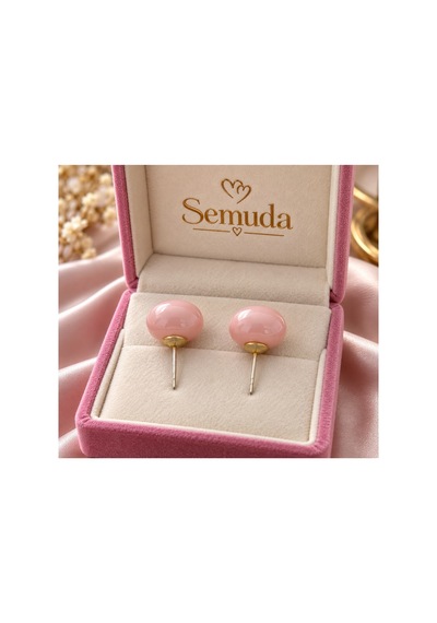 Kadın Pembe İncili Top Küpe Pembe Pembe
