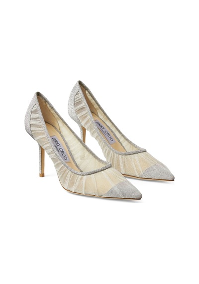 Jimmy Choo Simli Ve Tül Detaylı Şık Topuklu Ayakkabı Acı Kahverengi