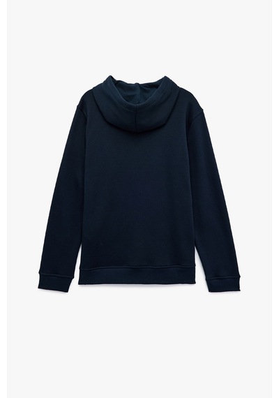 Koton Erkek Şardonlu Basic Kapşonlu Sweatshirt Lacivert