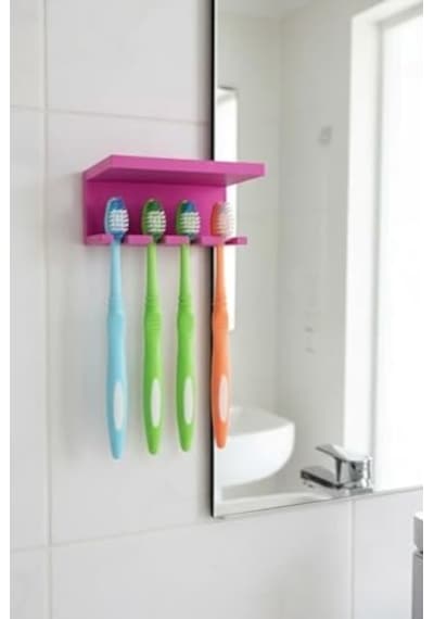 Usin Yapışkanlı Çok Amaçlı Diş Fırçası Asacağı Askılığı Askılık Diş Fırçalık Banyo Organizer Beyaz Açık Ahşap