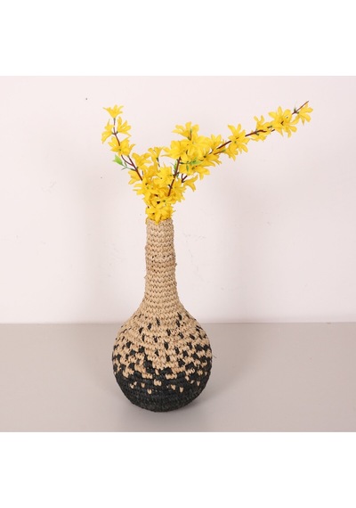 Garlıc Rafya Vazo - Saksı 22x42 Cm Siyah