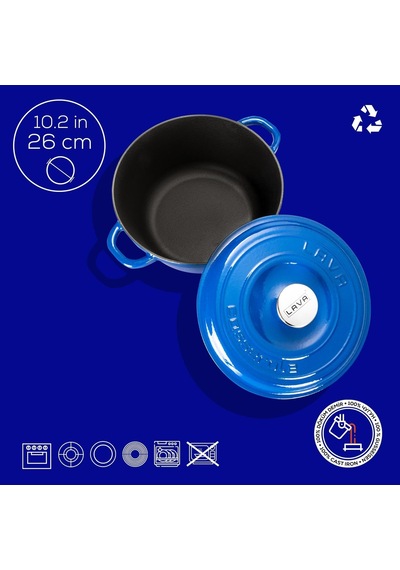 Tr Döküm Yuvarlak Tencere Döküm Demir Kapak New Heritage Serisi Çap Ø 26cm. Mavi Diğer