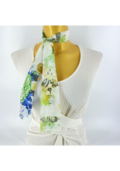 Tedz Collection Paredora Floral Yeşil Krem Kısa Fular Çok Renkli
