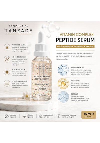 Produkt By Tanzade Vitamin Complex Peptide Serum 30 Ml C Vitamini, Provitamin B5 Ve Peptit Içeren Yüz Serumu