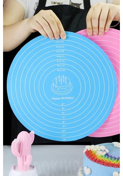 Thentech Kaydırmaz 30cm Hamur Açma Matı Yıkanabilir Silikon Mat Pasta Yapma Süsleme Hamur Açma Matı Diğer