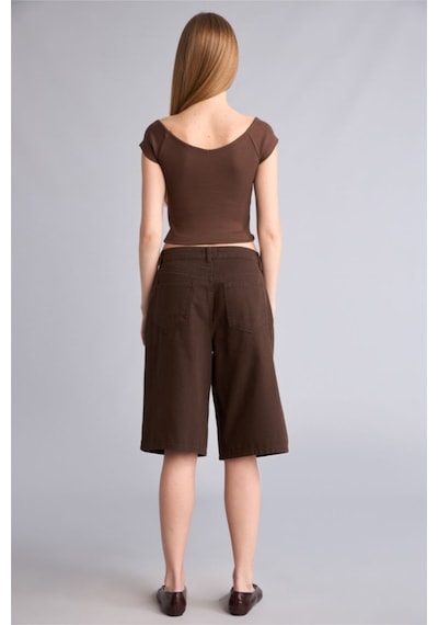 Defacto Normal Bel Kısa Paça Gabardin Bermuda F3133ax26smbn614 Kahve-bn614
