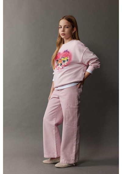 DeFacto Kız Çocuk Wide Leg Kargo Geniş Paça Jean Pantolon C0451A825SMPN122 Pembe