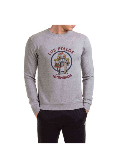 Breaking Bad Los Pollos Hermanos Baskılı Gri Erkek Örme Sweat