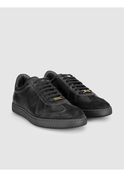 Cabani Hakiki Dana Deri Siyah Süet Erkek Sneaker Ayakkabı