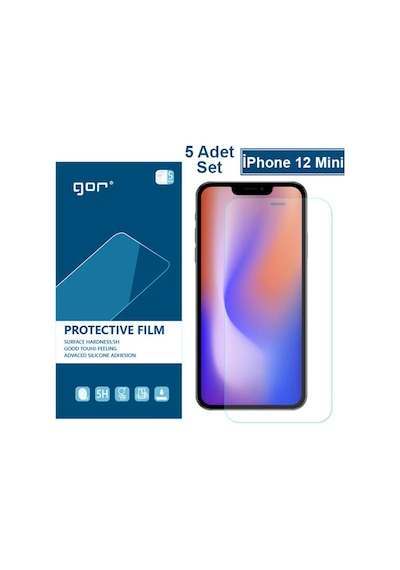 Gor Apple Uyumlu iPhone 12 Mini 5.4 Hd Ekran Koruyucu Jelatin 5 Adet Set Şeffaf (467450230)