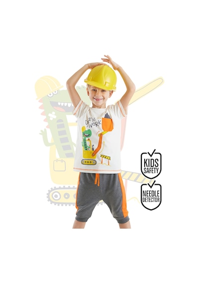 Denokids Dino At Work Erkek Çocuk T-shirt Kapri Takım Çok Renkli
