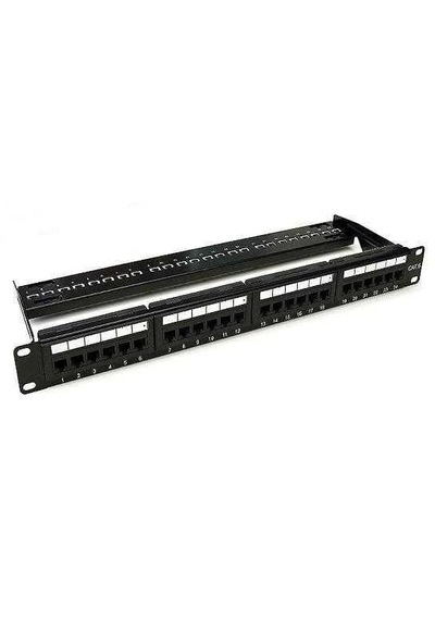 48 Port Patch Panel Sliding Black 1u Cat6 Utp