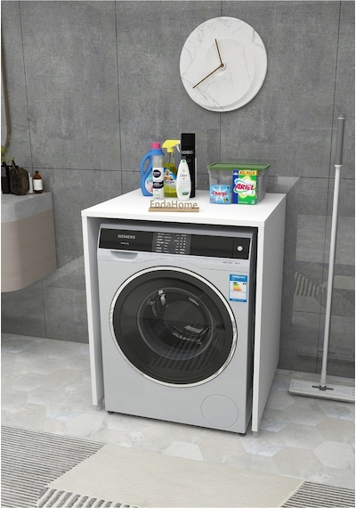 Ece Çamaşır Makinesi Dolabı Kurutma Makinesi Kapaksız Banyo Dolabı - Beyaz