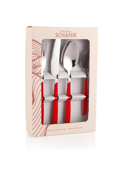 Schafer Mona 24 Parça Çatal Kaşık Bıçak Takımı-kırmızı01 Diğer