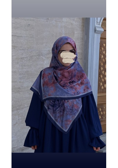 Qalortex Scarf Pamuklu Soft Âlâ Desen Eşarp-morcivert Morcivent
