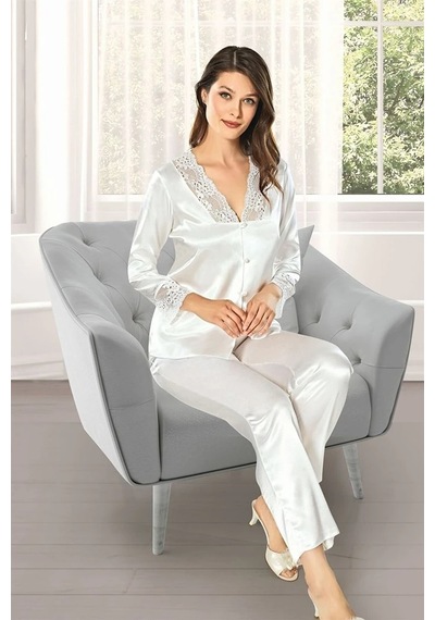 Alissa 8640 Kadın Çeyizlik Saten 6'lı Set-ekru Çok Renkli