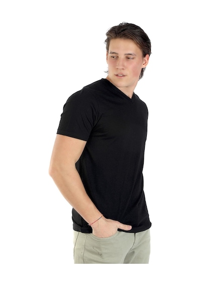 Lee Cooper Jonat Erkek V Yaka T-Shirt Siyah-17174-Siyah