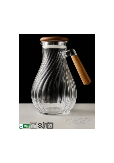 Akasya Vakum Kapaklı Cam Sürahi 1800 Ml Kahverengi