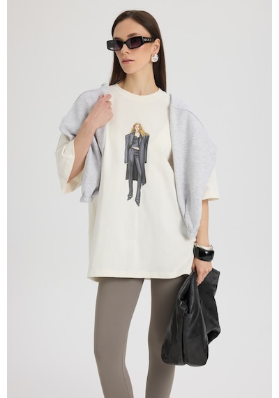 Helene Oversize Beyaz T-shirt BEYAZ
