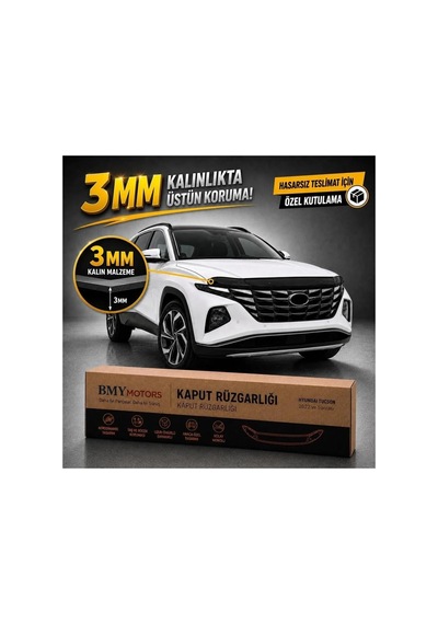 Hyundai Tucson 2022 Ve Sonrası Abs Ön Kaput Rüzgarlığı Kaput Koruma Taş Ve Böcek Önleyici Parlak Siyah