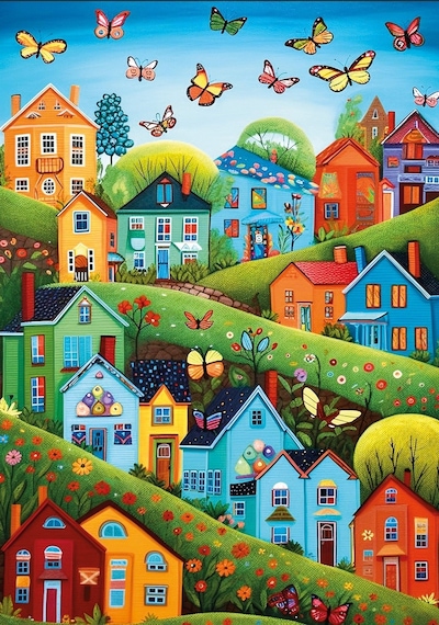 Ks Games 500 Parça Kelebekli Köy Puzzle - Phillip Trully