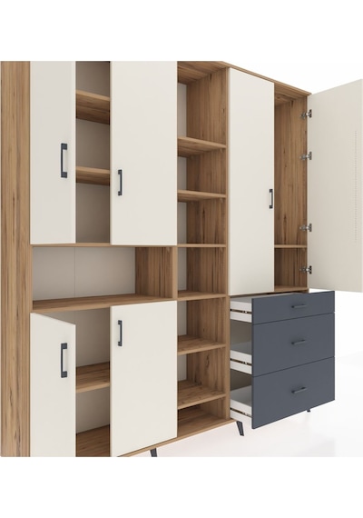Hyperion Dolap 13 Raflı 3 Çekmeceli 6 Kapaklı 220x44x243 Çam-aytaşı/antrasit Çok Renkli Hyperion Dolap 13 Raflı 3 Çekmeceli 6 Kapaklı 220x44x243 Çam-aytaşı/antrasit Çok Renkli