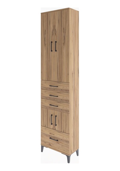 Arges Dolap 4 Raflı 4 Çekmeceli 4 Kapaklı 60x30x243 Çam-çam Çam
