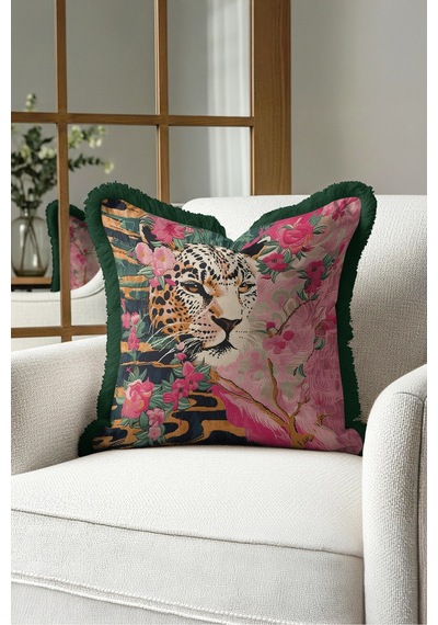 Egzotik Leopar Çiçekli Desenli Saçaklı Yastık Kılıfı - Tropikal Pembe Gri Püsküllü Kırlent Kılıfı Gizli Sahil Aura Egzotik Leopar Çiçekli Desenli Saçaklı Yastık Kılıfı - Tropikal Pembe Gri Püsküllü Kırlent Kılıfı Gizli Sahil Aura