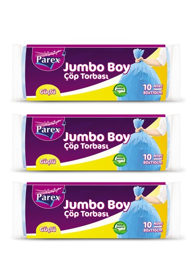 Güçlü Çöp Torbası Jumbo Boy 10'lu 80 X 110 Cm Üçlü Set
