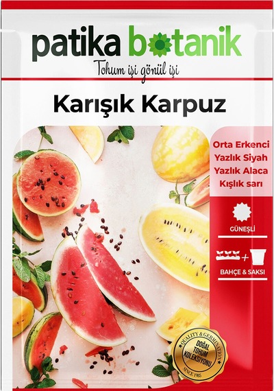 Patika Botanik 50 Adet Karışık Karpuz Tohumu Siyah, Alaca, Kışlık Sarı