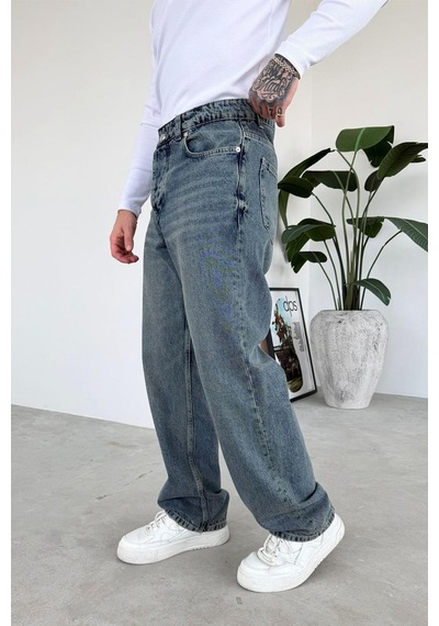 Eskitme Mavi Soft Degrade Basic Regular Pantolon Eskitme Mavi