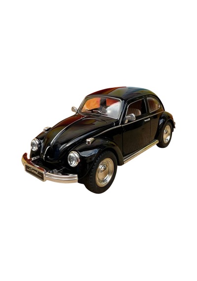 Nostaljik Beetle Vosvos Oyuncak Araba - 17cm Büyük Boy - Sesli Işıklı Ve Sürtmeli - Siyah Model Çok Renkli