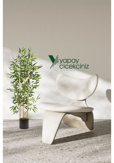 Yapay Çiçekçiniz Yapay Yoğun Yapraklı Dekoratif Bambu Ağacı 3 Gövde 120cm