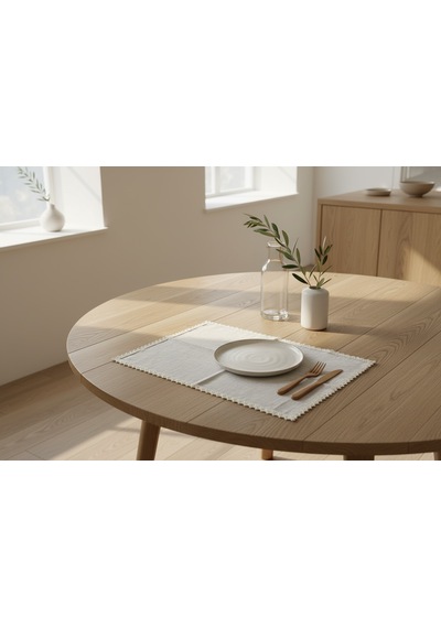 Fabricasa Dantel Kenarlı Keten Amerikan Servis 33x48 Cm Beyaz - Ekru