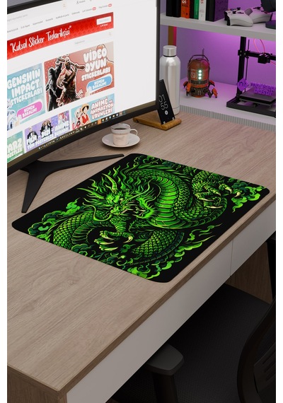 Ejderha Yeşil V3 48x40 Xl Gaming Kauçuk Kaymaz Taban Mouse Pad Fare Altlığı