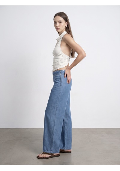 Dilvin 21246 Degaje Yaka Top-ekru