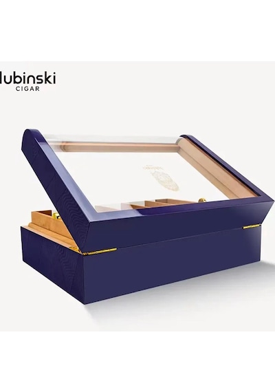 Lubinski Gastro Camlı Humidor Puro Kutusu Mor Lake 200s