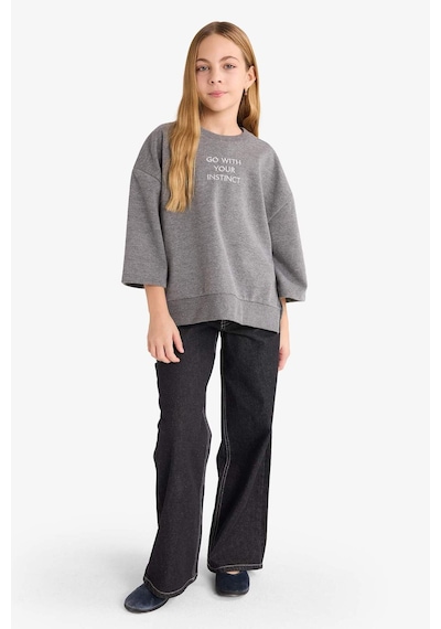 Defacto Kız Çocuk Oversize Geniş Kalıp Bisiklet Yaka Baskılı Sweatshirt G2461a825auar148 Antrasit-ar148
