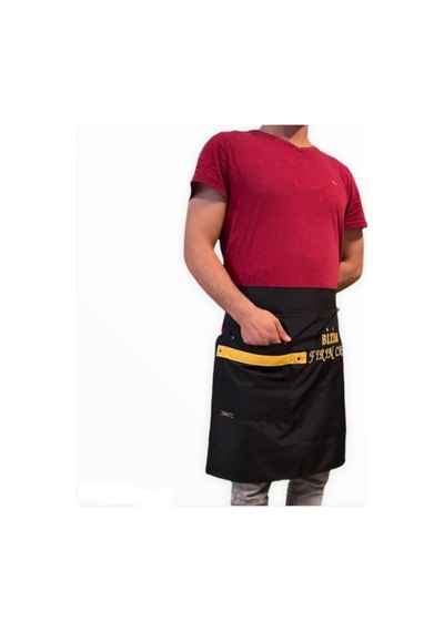 Yarım Belden Bağlamalı Önlük Micropolyester Kuaför Cafe Garson Restoran Önlüğü Siyah