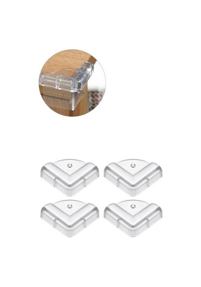Slikon Cam Raf Köşe Koruyucu Çocuk Güvenliği 4'lü Set Tam Boy 3 x 3.5 CM Çok Renkli